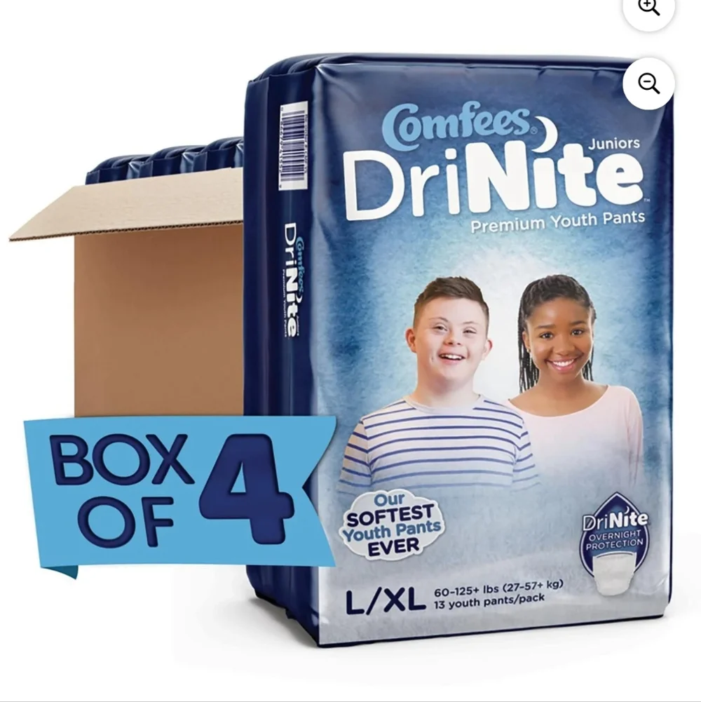 4 Pack 13 (C) Comfees DriNite Juniors Youth Absorbent Underwear Large / X-L
